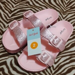 Cat & Jack Glittery Pink Kids Sandals Size 2